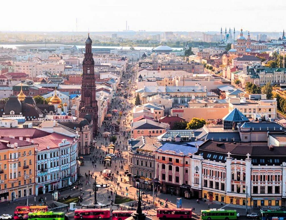 Aerial view of Bauman Street in Kazan