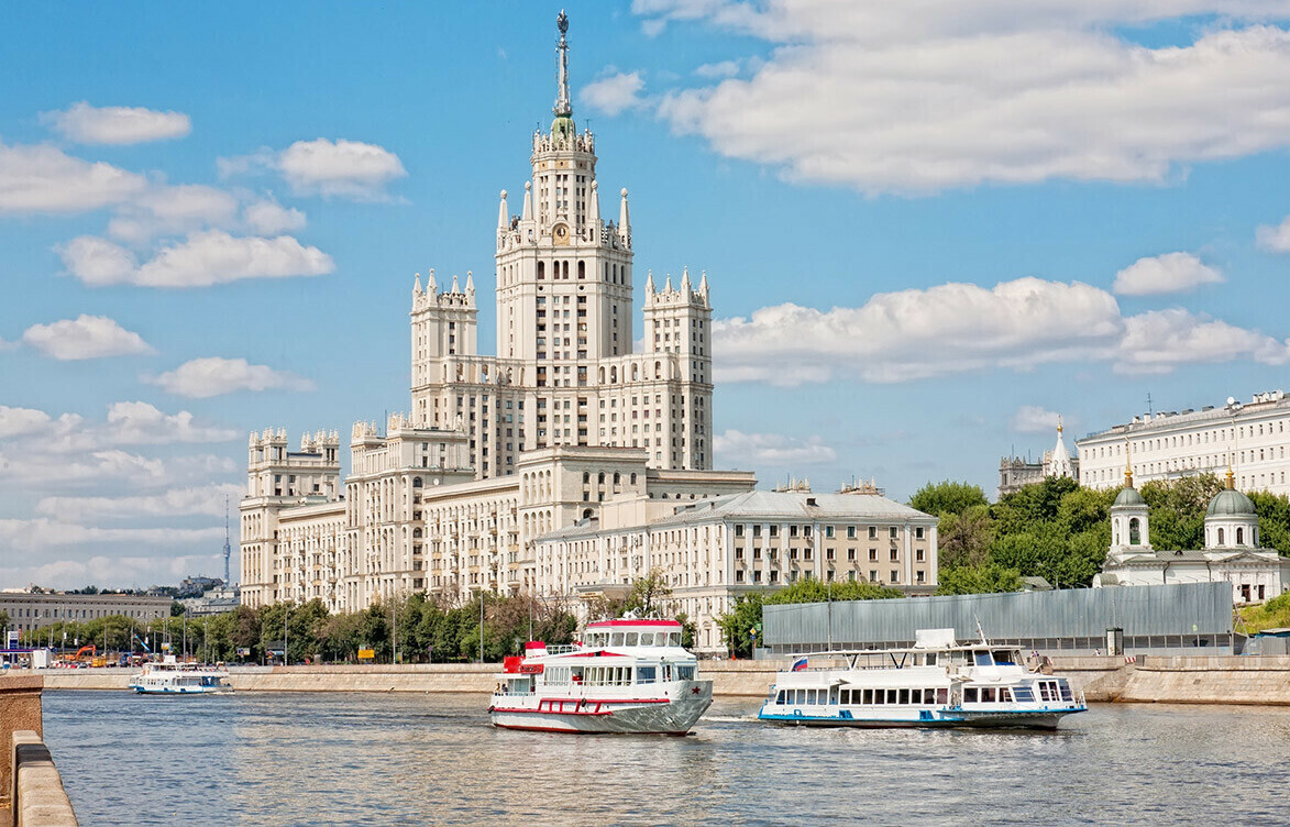 Stalin-era skyscraper on Kotelnicheskaya Embankment in Moscow Russia