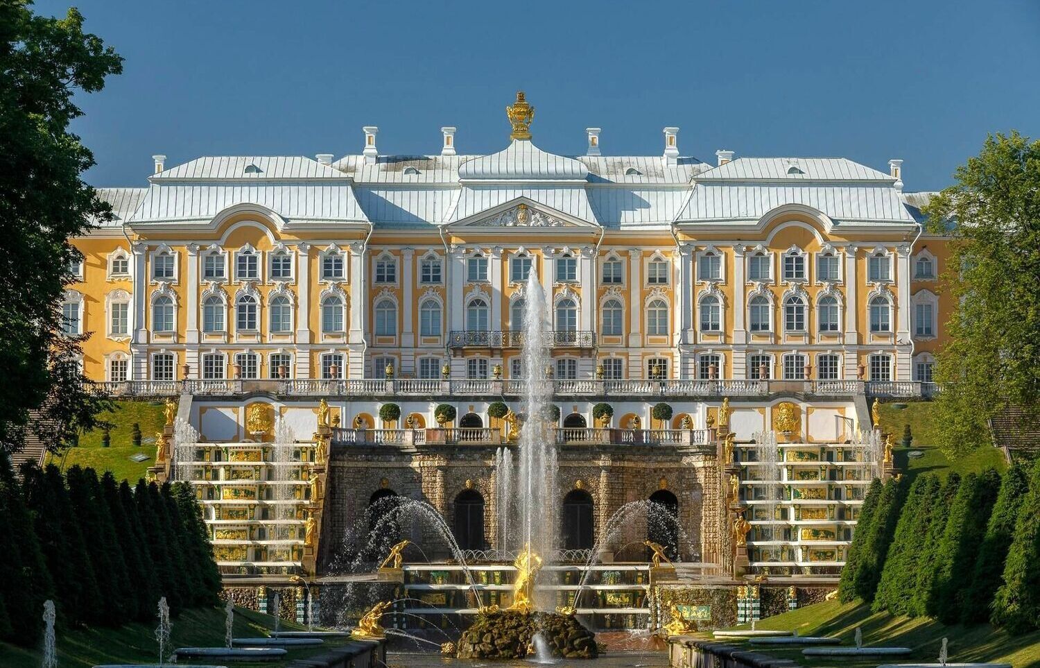 Peterhof Palace fountains near Saint Petersburg Russia