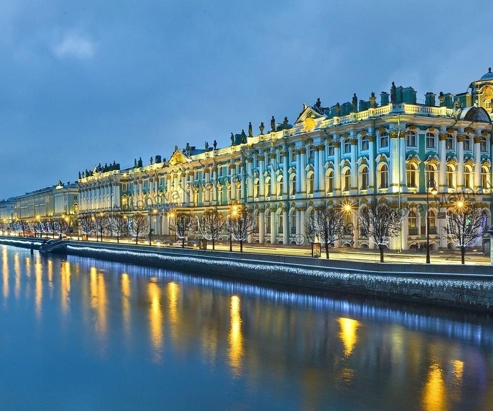 Winter Palace Neva River Saint Petersburg evening view