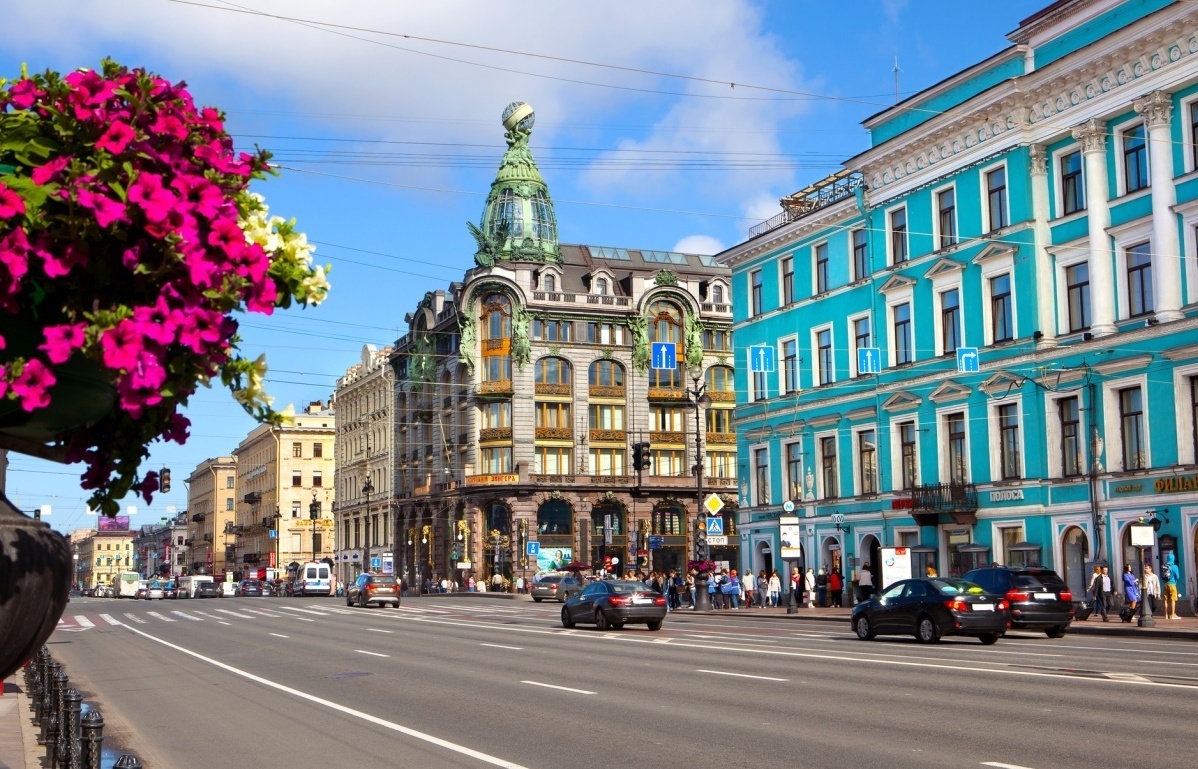 Nevsky Prospect main street in Saint Petersburg Russia