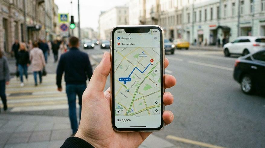 Smartphone with navigation while traveling in Russia